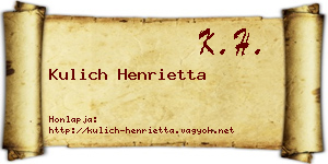Kulich Henrietta névjegykártya